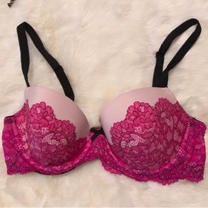 Victoria's Secret Pink and Black Lace Bra